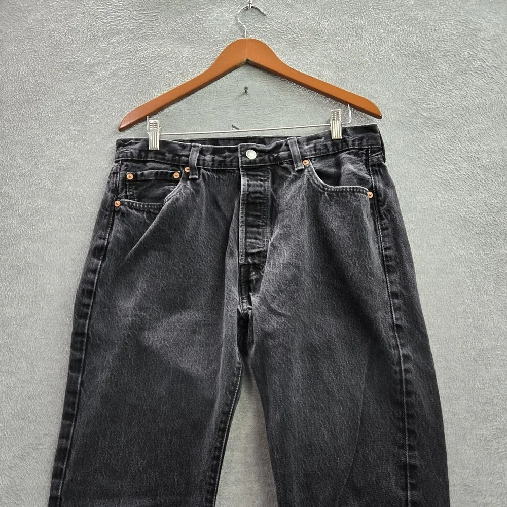 Levi's 501 Men Jeans 36X32 Black Denim Original Fit Straight Leg 29